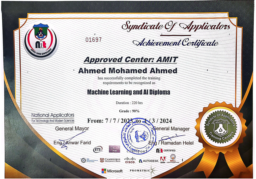 Master AI and ML diploma 1